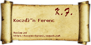 Koczán Ferenc névjegykártya